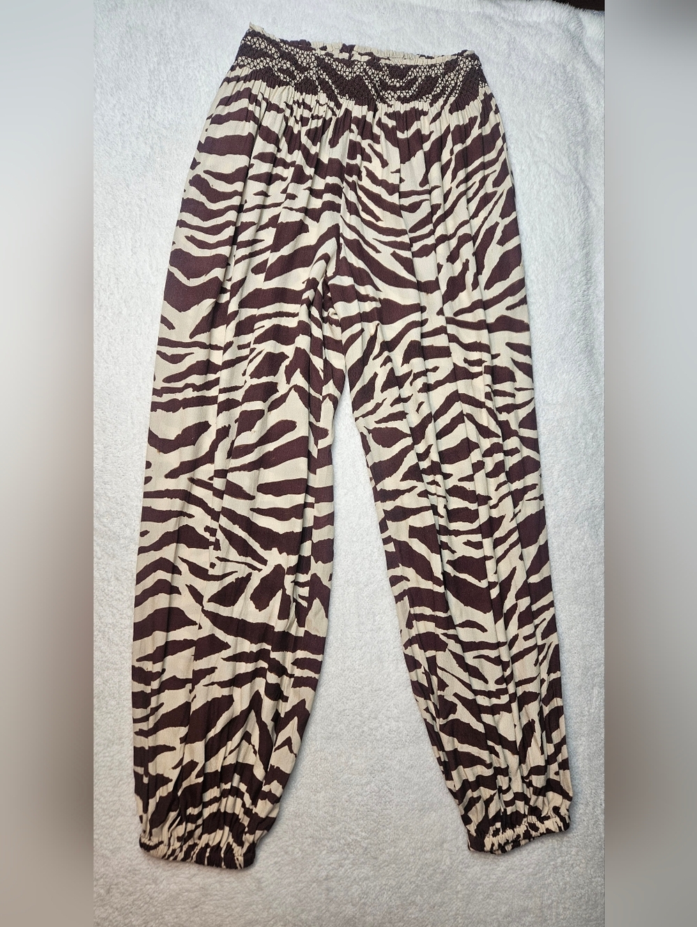 Anthropologie Plenty By Tracy Reese  Brown and Cream Animal -Print Balloon Pants